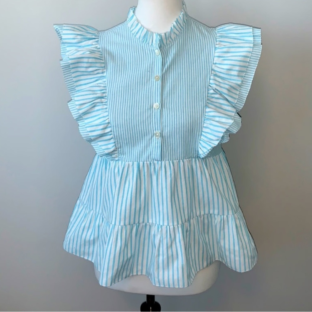 ! SAYLOR Stripe Print Ruffle Babydoll Top